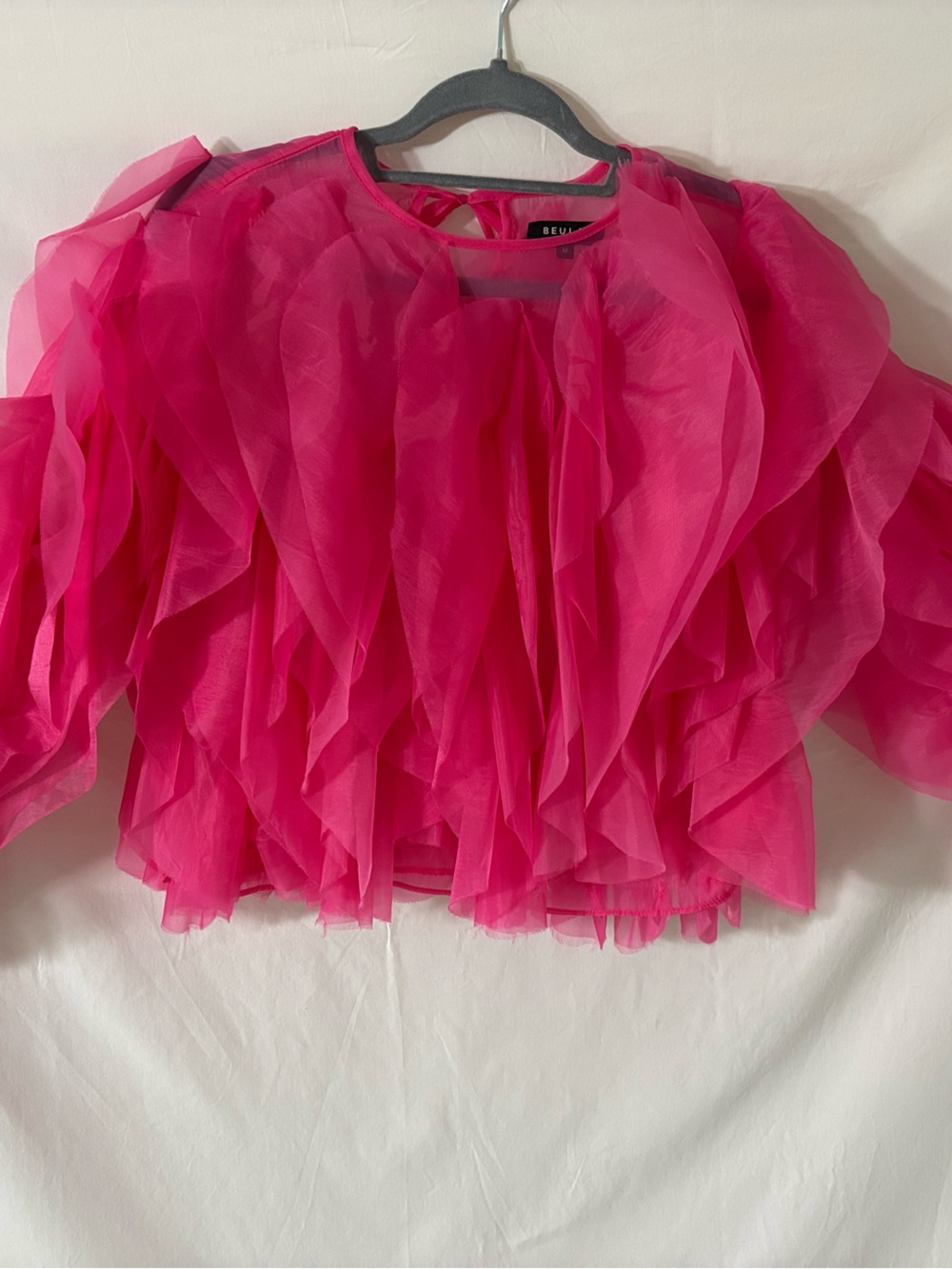 Pink Ruffled - Women's Statement Top - Picture 2 of 4